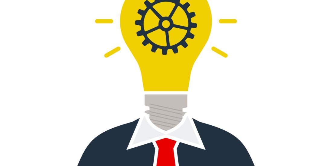 vector illustration of a man with a light bulb head