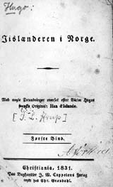 Den første norske utgåva av Islænderen i Norge kom i 1831. Foto: Karl-Erik Refsnæs, Gunnerusbiblioteket NTNU