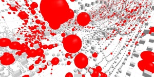 Dette er de første visualiseringene av data fra rottene i Mosers laboratorium. Rødt er der gridceller gir stort utslag. Illustrasjon: C. Donalek og S.G. Djorgovski, Center for Data-Driven Discovery, Caltech