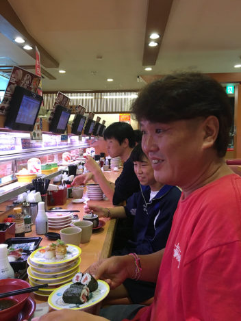 Sushi is served everywhere in Japan, from fine restaurants to conveyer-belt sushi restaurants, called kaiten-zushi in Japanese. Photo: Nancy Bazilchuk 