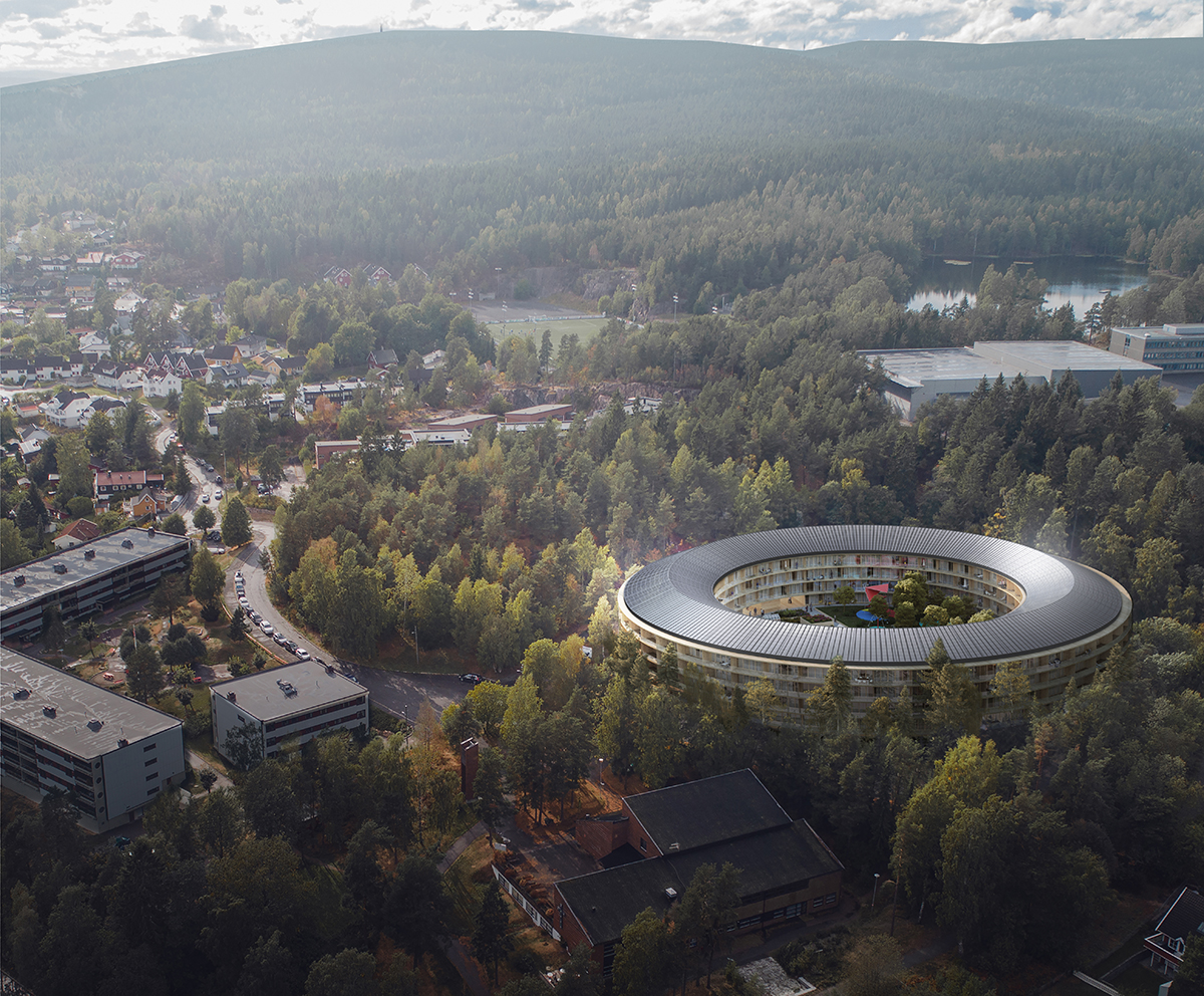 Slik vil det planlagte plusshuset på Ammerud i Oslo se ut. Illustrasjon: Code arkitekter
