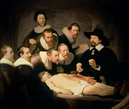 Dr. Nicolaes Tulp’s anatomiforelesning. Oljemaleri av Rembrandt van Rijn..