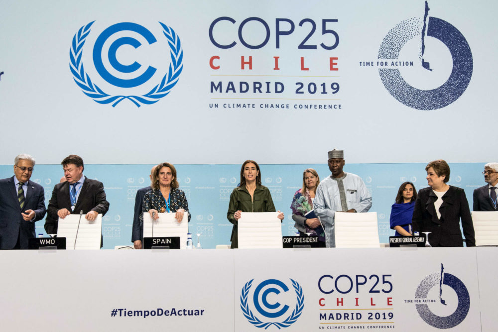 Bilde av deltakere ved klimakonferansen i Madrid i 2019.