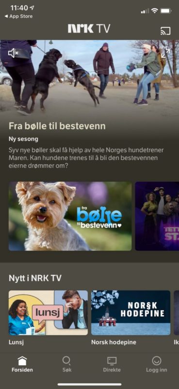 NRK. Screenshot av appen.