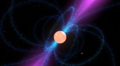 Nøytronstjerner. Illustrasjonen fra NASA viser hvordan en kunstner fremstiller en nøytronstjerne.