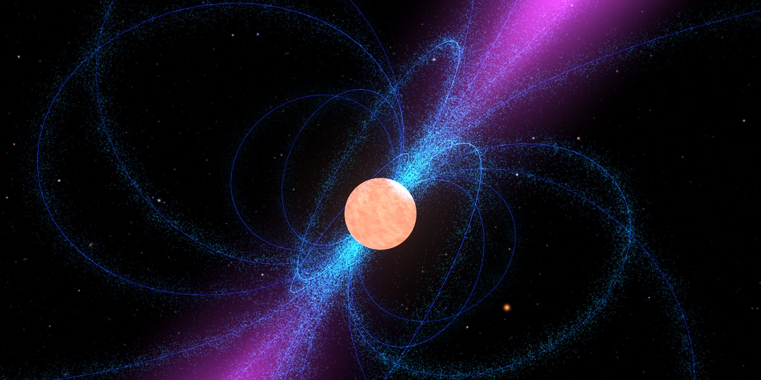 Nøytronstjerner. Illustrasjonen fra NASA viser hvordan en kunstner fremstiller en nøytronstjerne.