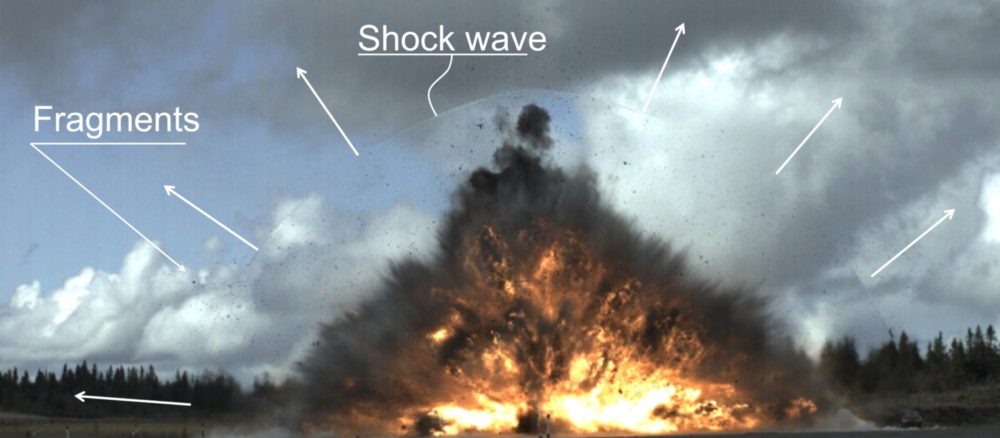 Bildet viser en eksplosjon