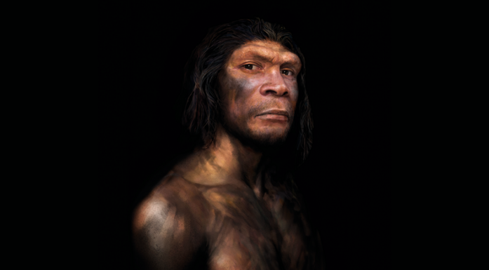 Neandertaler. Illustrasjonen viser en mann.