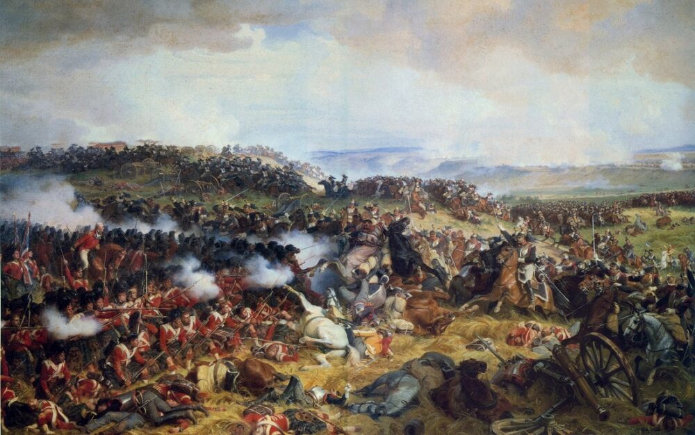 Napoleon. Illustrasjonen skal vise blodbadet ved Waterloo.