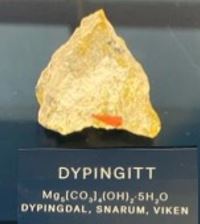 Prøve av mineralet dypingitt på Naturhistorisk Museum.