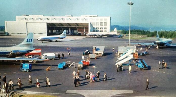 Fornebu i 1967. Nå blir området miljøby.