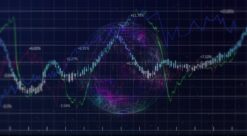 Illustrasjon over global trend i KI. Jordkloden som vektorillustrasjon og en graf med tall foran.