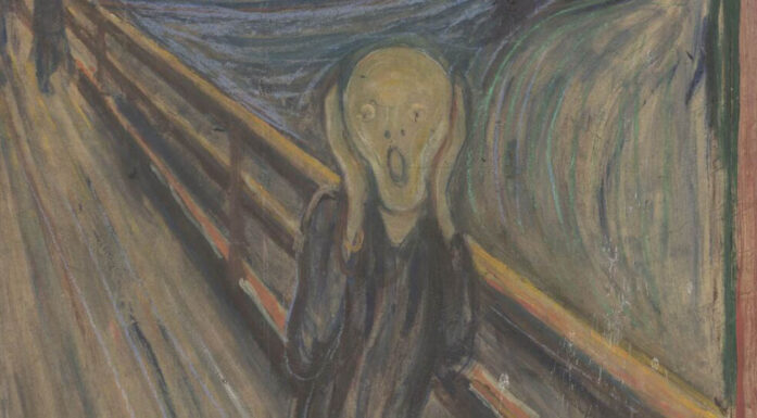 Utsnitt av "Skrik" malt av Edvard Munch