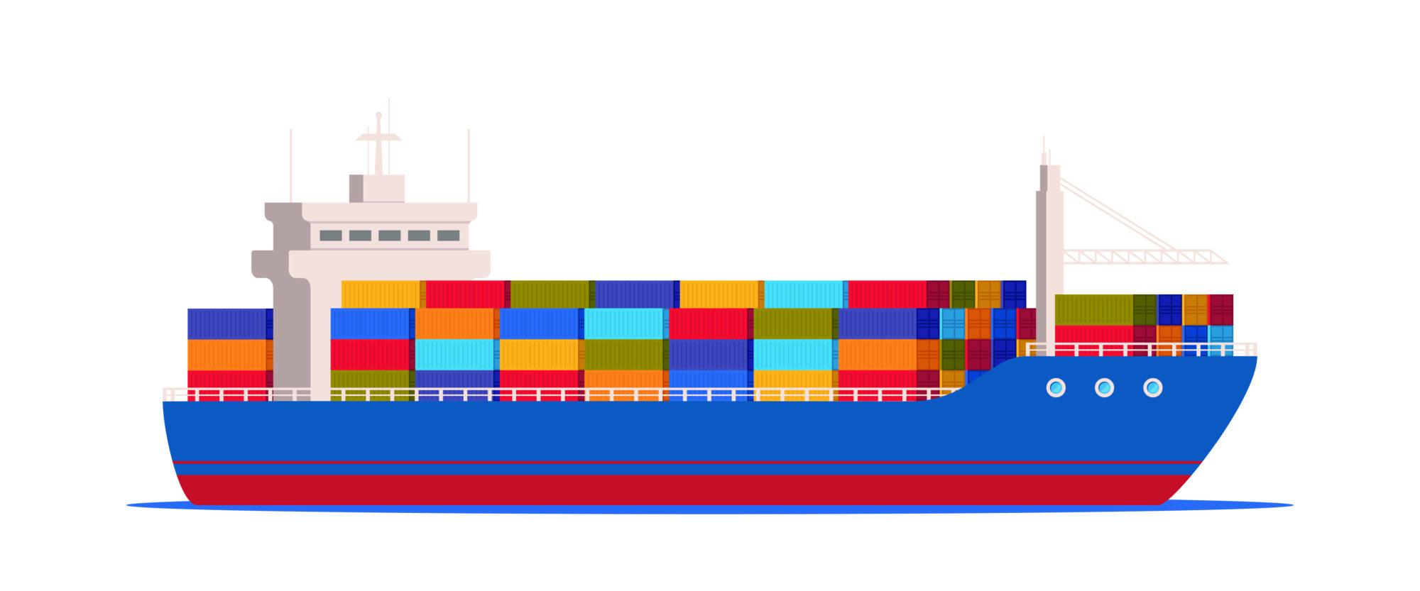 Grafikk av et containerskip. Illustrasjon til artikkel om sjøfolk og tillit til selvkjørende skip.