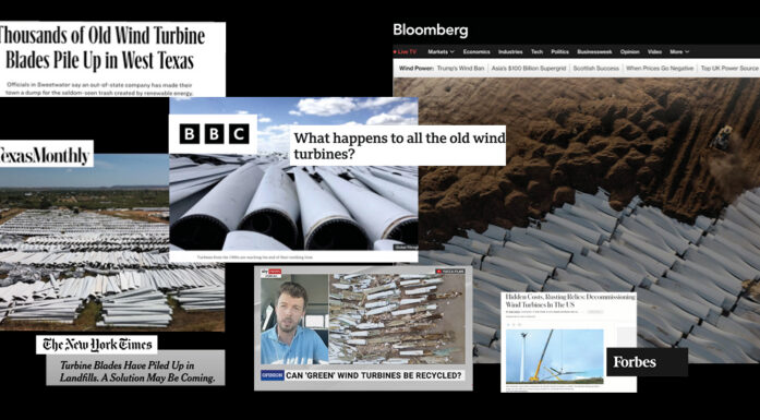 Faksimiler fra ulike medier om kasserte vindturbiner