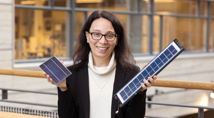 Professor Marisa Di Sabatino med silisiumprodukter.